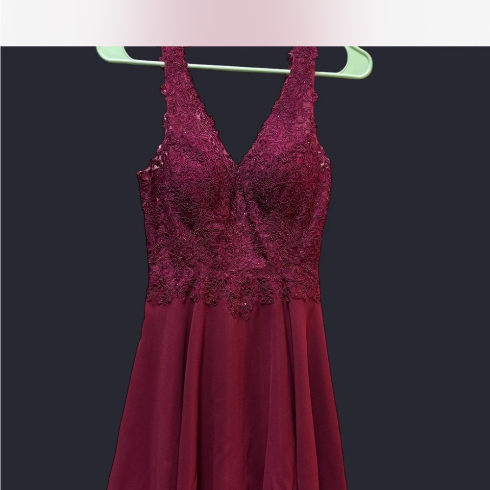 Elegant Burgundy Lace Dress